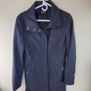 GUESS Wool Pea Coat Womens Size Medium Gray Elegant Classic Lined